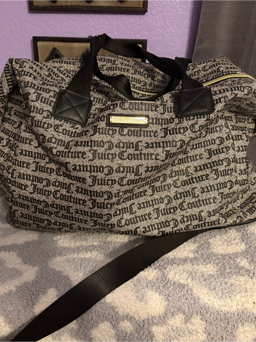 Juicy Couture Black & Gray Logo Duffel Bag